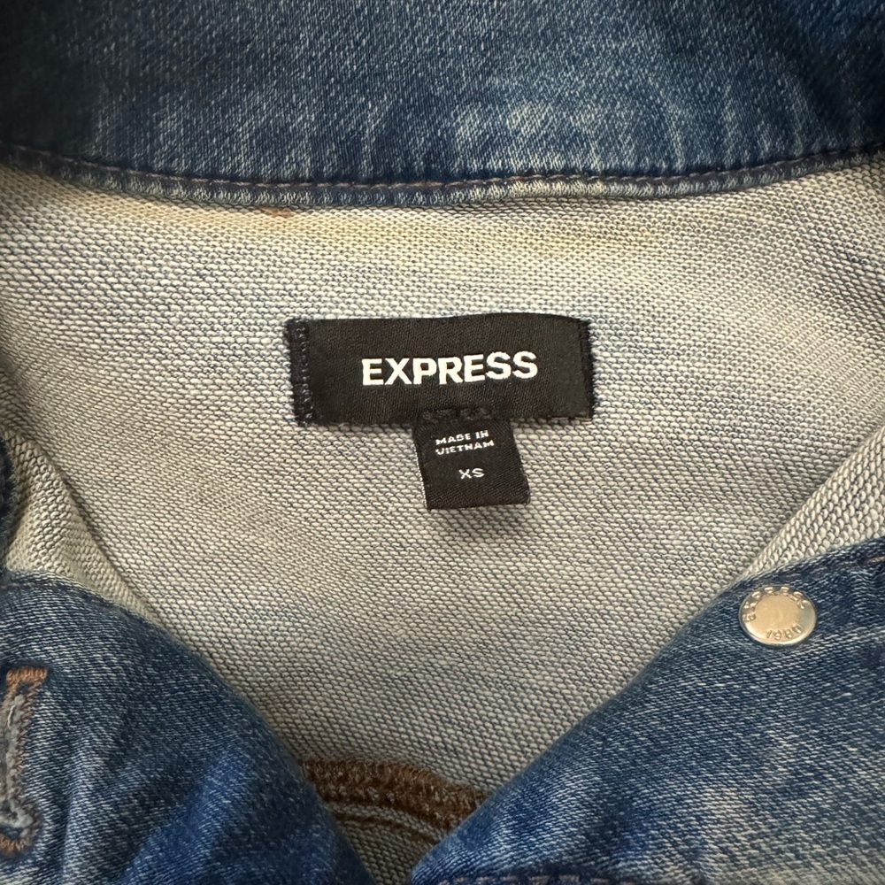 Express Blue Denim Button-Up Jacket - image 3